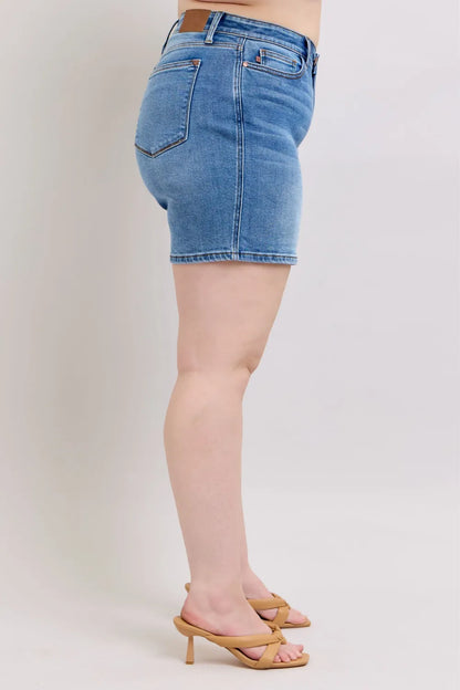 Judy Blue Full Size 2 Button Denim Shorts with Pockets Plus Size New Era Fashion LLc