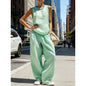 Women's Sleeveless Cardigan Top & Pants Two-Piece Set FitiqueFit