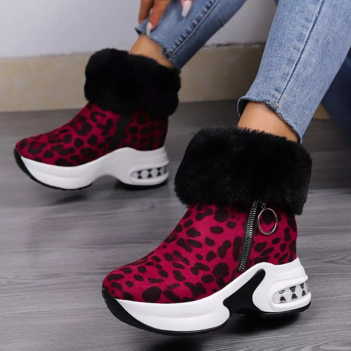 Fuzzy Side Zipper Platform Ankle Boots New Era Fashion LLc