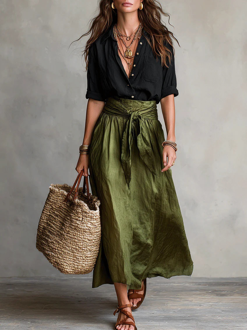 Button-Down Shirt & Straight Skirt Two-Piece Set FitiqueFit
