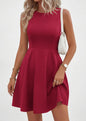 Off-the-Shoulder Sleeveless Fitted Waist Short Dress – A-Line Ruffle Hem FitiqueFit