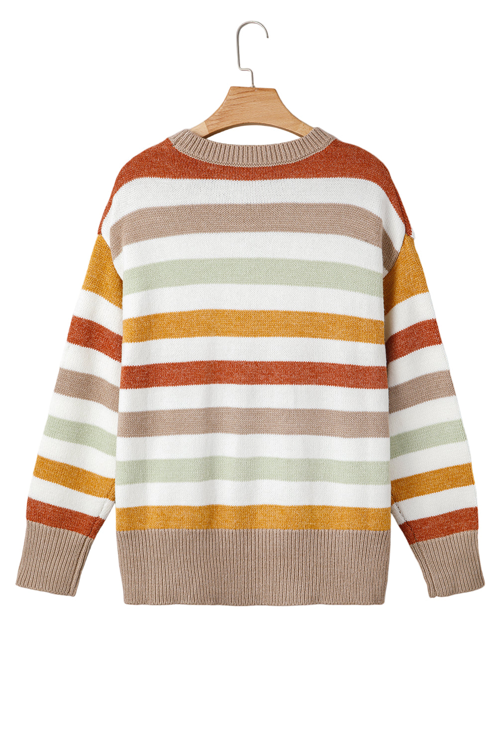 Multicolour Striped Colorblock Drop Shoulder Plus Size Sweater Garden Naked Curves