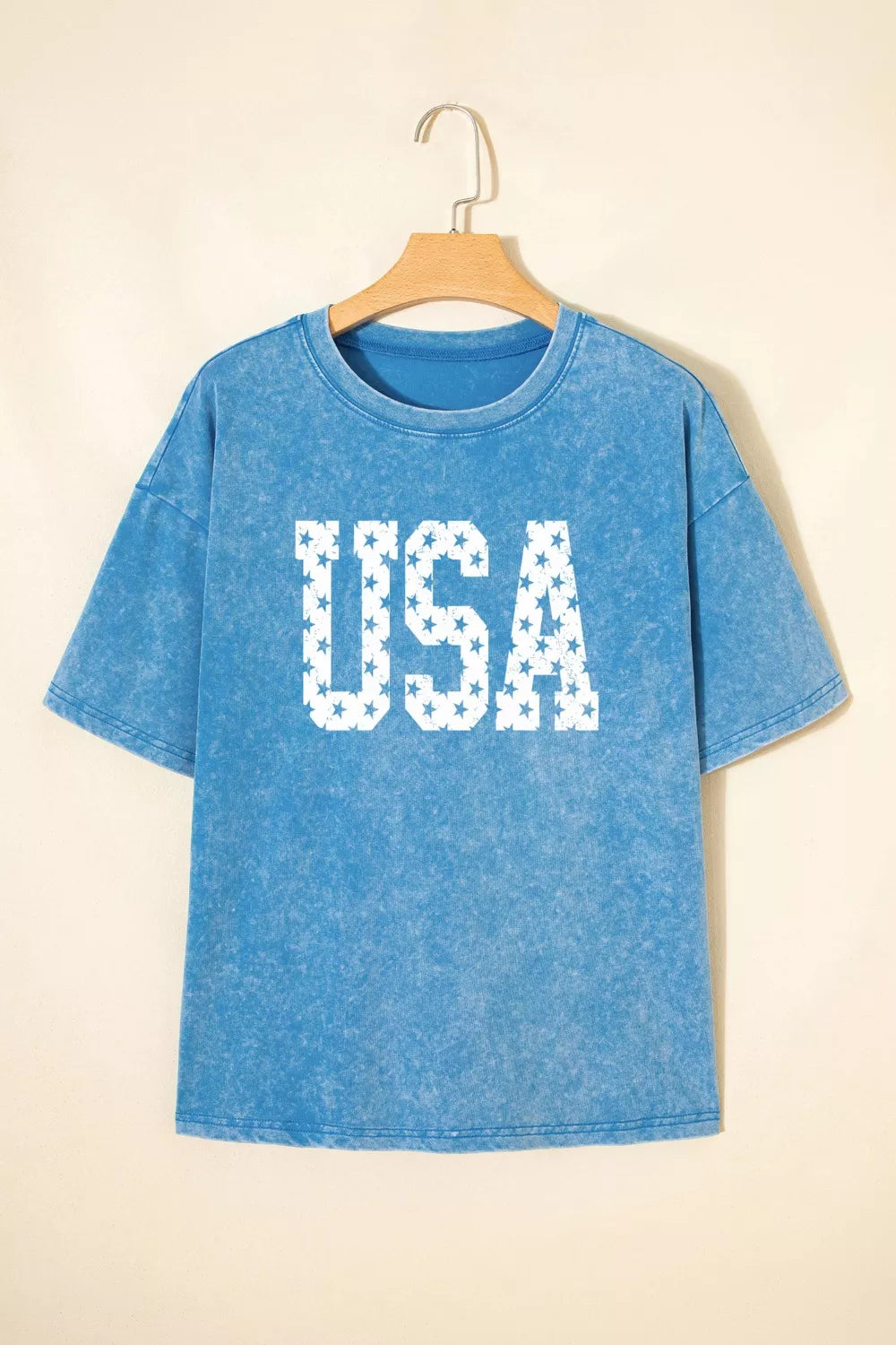 USA Star Print Acid Wash T-Shirt New Era Fashion LLc