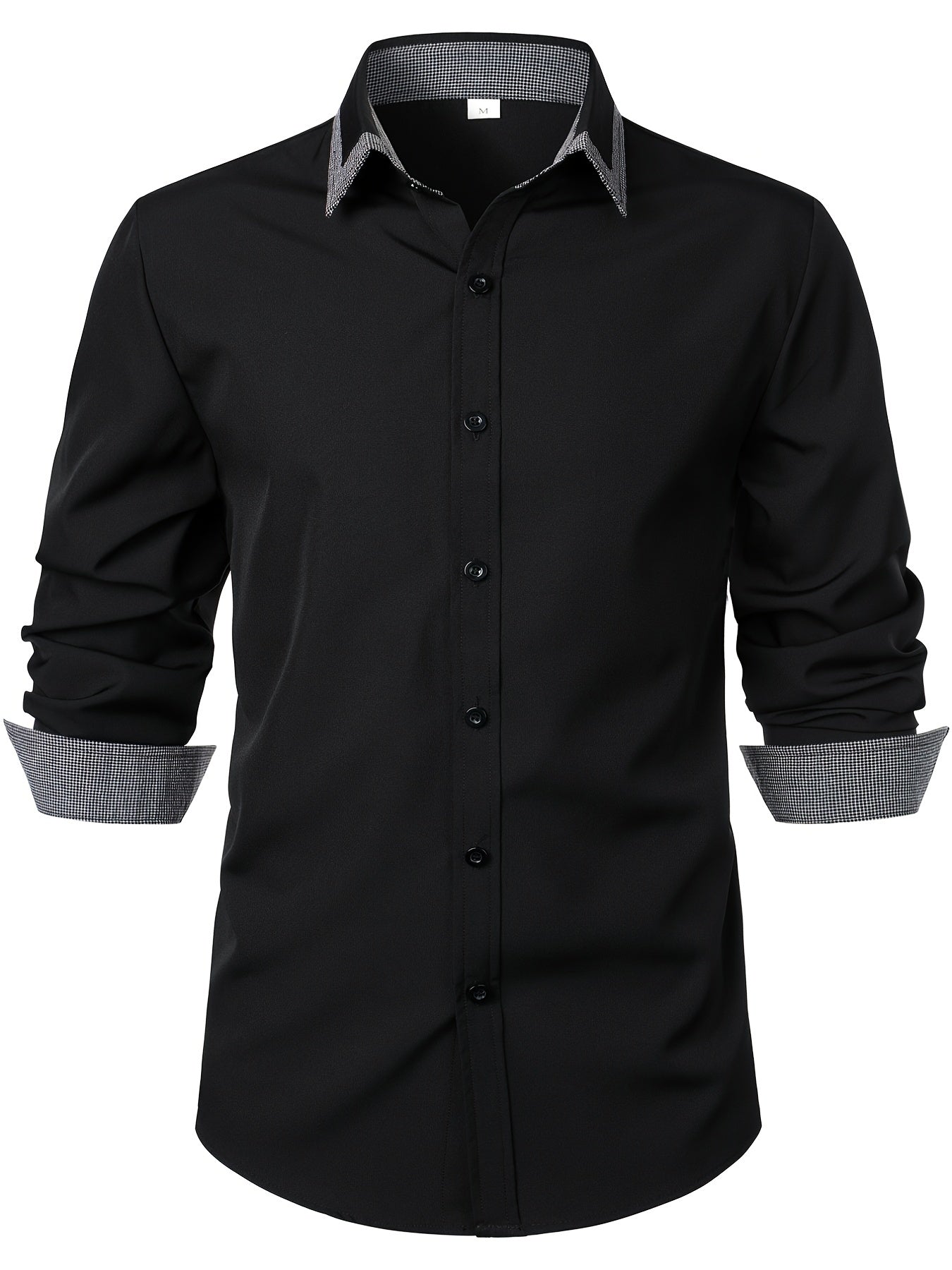 Men'S Color-Blocked Checkered Casual Long-Sleeve Shirt NovaCart