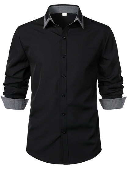 Men'S Color-Blocked Checkered Casual Long-Sleeve Shirt NovaCart