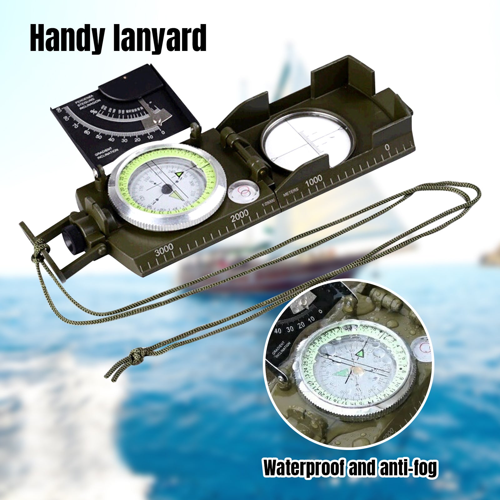 Multifunctional Luminous Dial Waterproof Anti-fog Accurate Compass For Hiking Camp NovaCart
