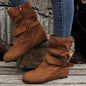 1.18inch Inner Height Increase Women's Short Boots with Flat Sole, Buckle Closure, Comfortable, Warm, and Lightweight, Women Shoes NovaCart