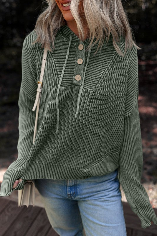 Mineral Wash Ribbed Knit Hooded Sweater Shop Style & More | Fresh Looks, Everyday Deals & Free Shipping