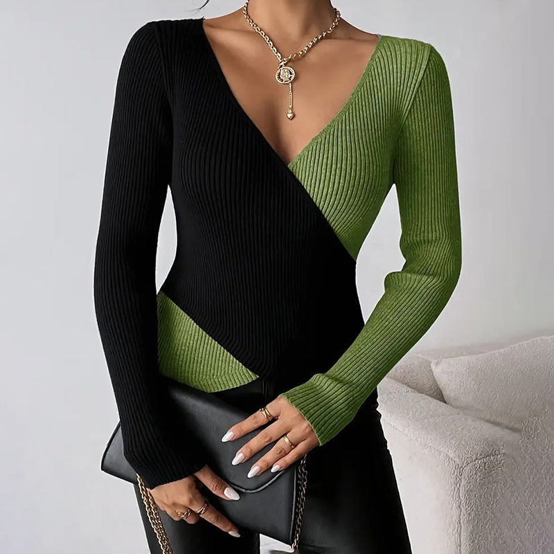 Women's Elegant V-Neck Cross Front Sweater FitiqueFit