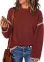 Solid Round Neck Pullover Sweater Autumn And Winter Loose Long Sleeve Tops For Women Clothing Grayceful LLC