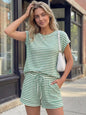 Striped Round Neck Tee and Shorts Set New Era Fashion LLc