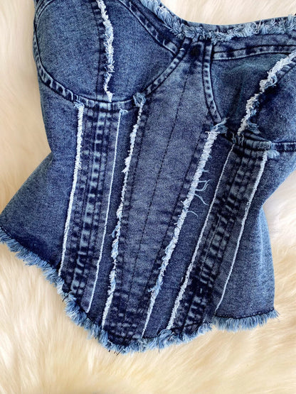 Raw Hem Denim Cami and Flare Jeans Set New Era Fashion LLc