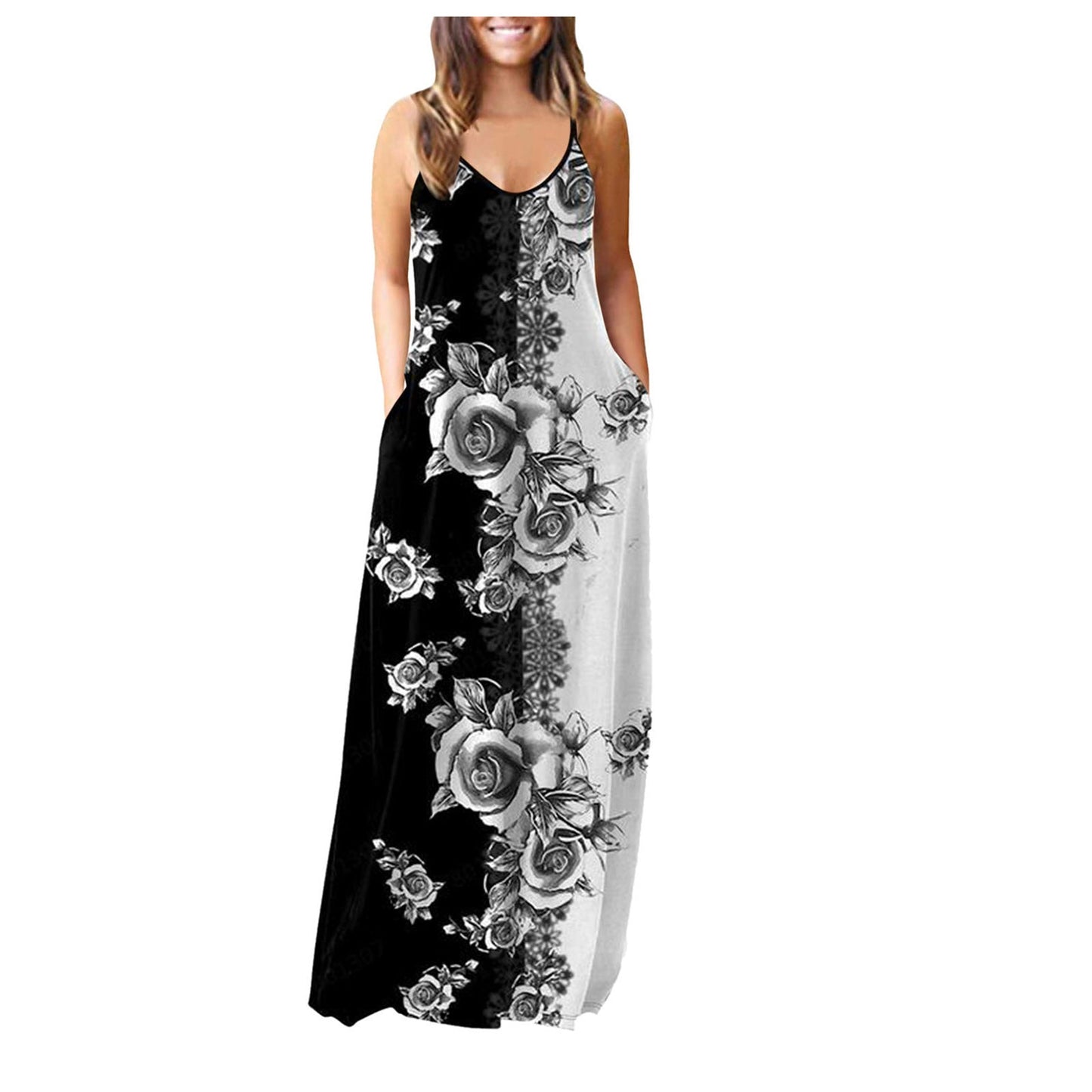 Casual Print Plus Size Sling Long Dress Grayceful LLC