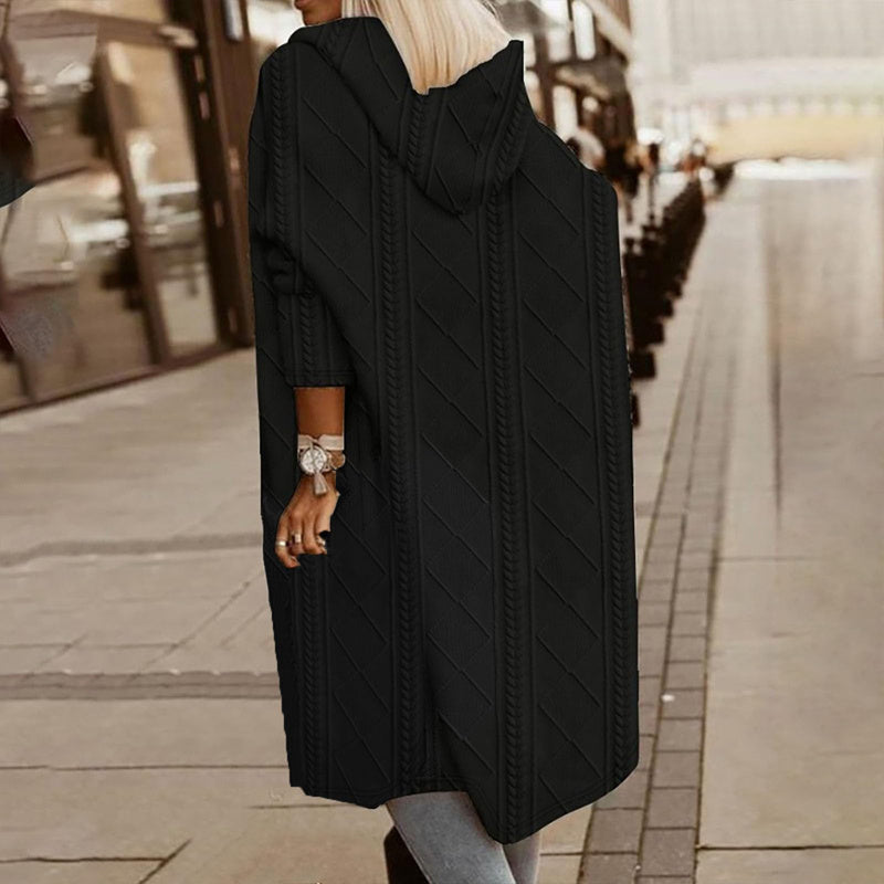 Women's Textured Hooded Longline Jacket FitiqueFit