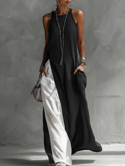 Women's Sleeveless Off-Shoulder Loose Maxi Dress with Pockets FitiqueFit