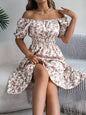 Floral Print Square Collar Dress Summer Fashion Ruffles Dresses Women's Clothing Grayceful LLC