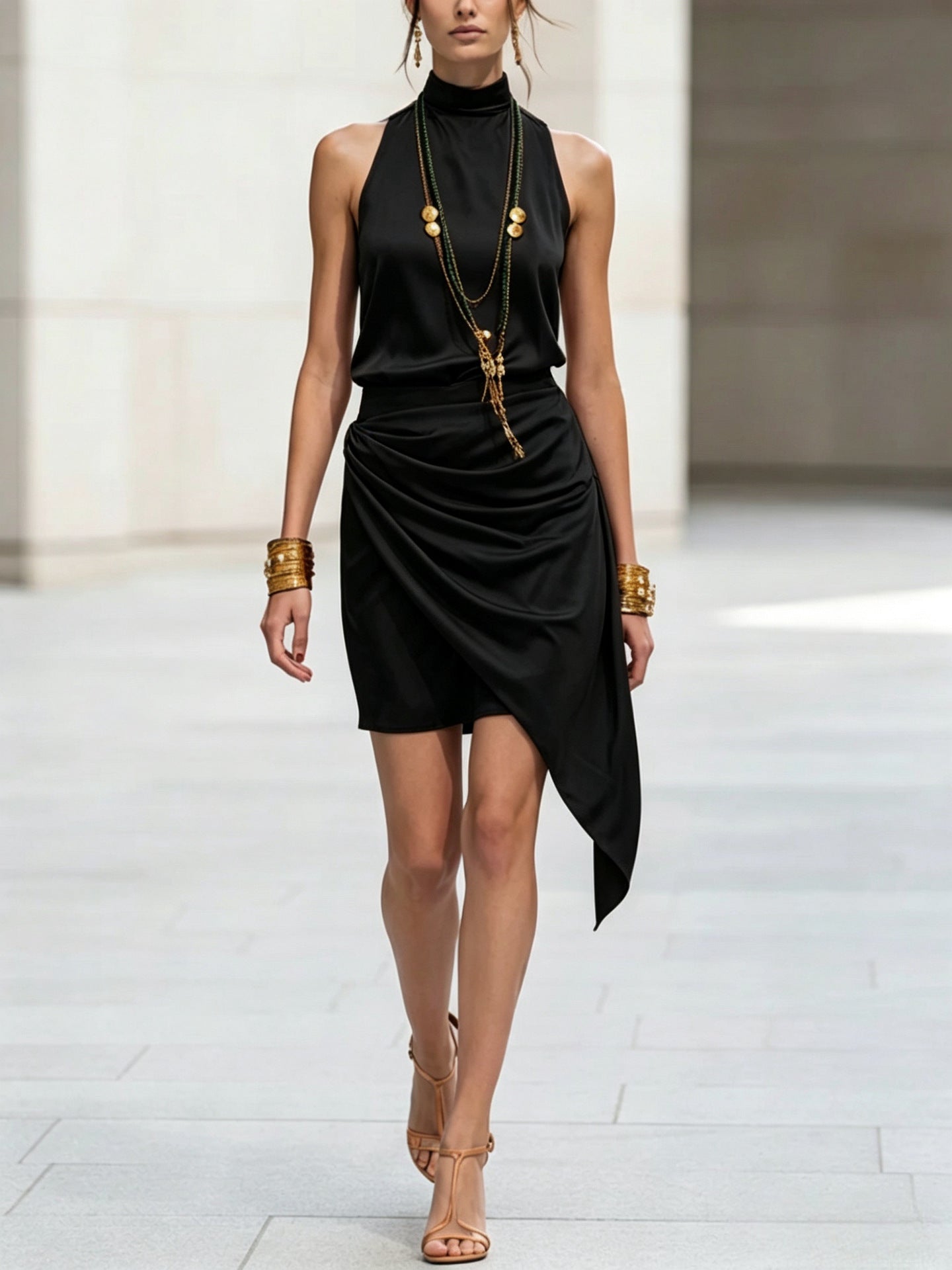 Women's Double-Layer Asymmetrical Hem Mini Skirt FitiqueFit