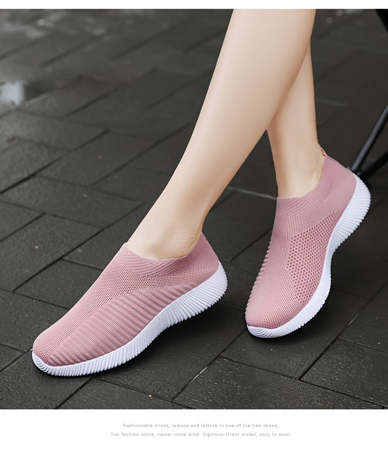 Women'S Lightweight Slip-On Sneakers, Solid Color Fabric Upper, Round Toe, MD Sole, Low Top, All-Season Casual Shoes for Running, Fitness, Dance, Walking, Travel NovaCart