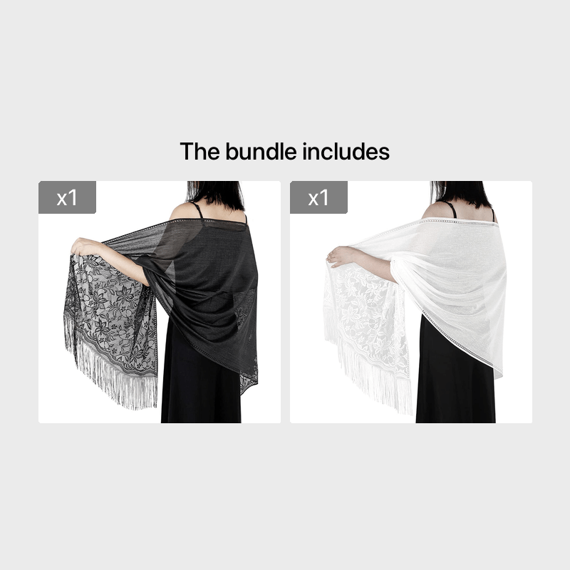 Women's Casual Shawl Wrap - Solid Color, Lightweight Polyester Knit - Going Out Essentials | Fringe Trim | Floral Lace Details NovaCart