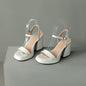 Women's Round Toe Chunky Heel Sandals – Buckle Strap Block Heel FitiqueFit