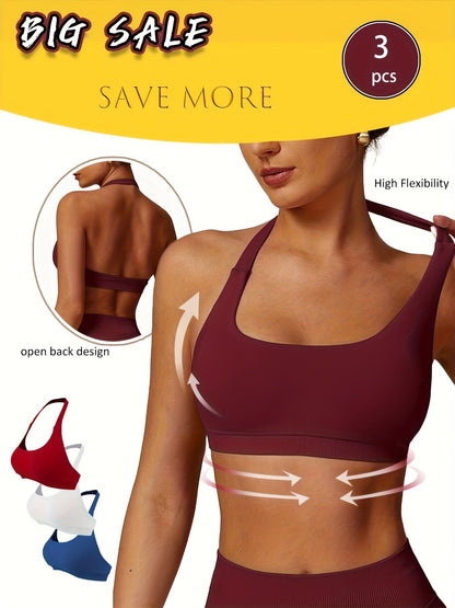3-Pack Breathable Seamless Yoga Bras for Women FitiqueFit