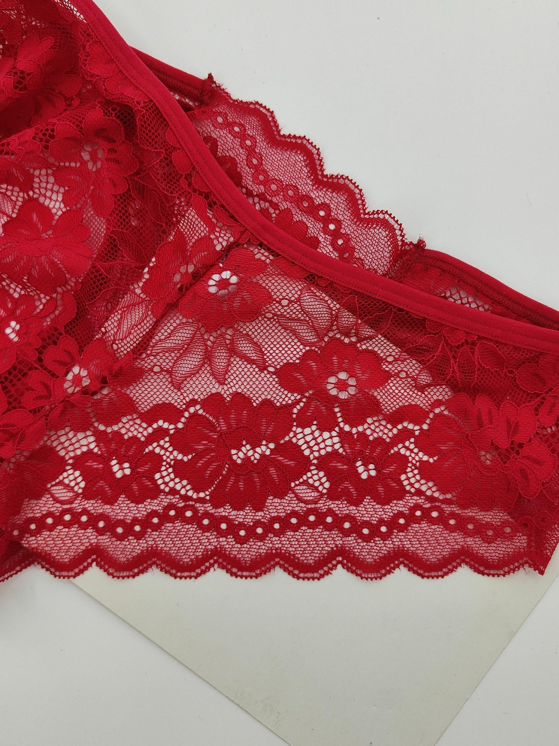 4 Pcs Women's Elegant Sheer Jacquard Lace Bikini Panties, Mid Stretch Low Waist Panties, Women's Lingerie & Underwear NovaCart