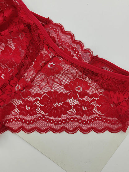 4 Pcs Women's Elegant Sheer Jacquard Lace Bikini Panties, Mid Stretch Low Waist Panties, Women's Lingerie & Underwear NovaCart