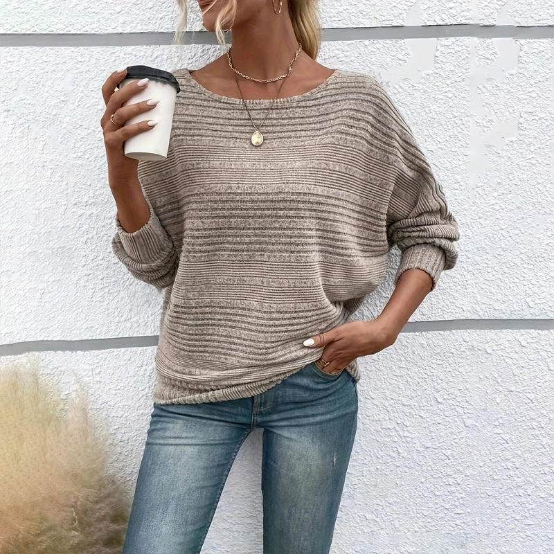 Women’s Textured Round-Neck Long-Sleeve Pullover FitiqueFit