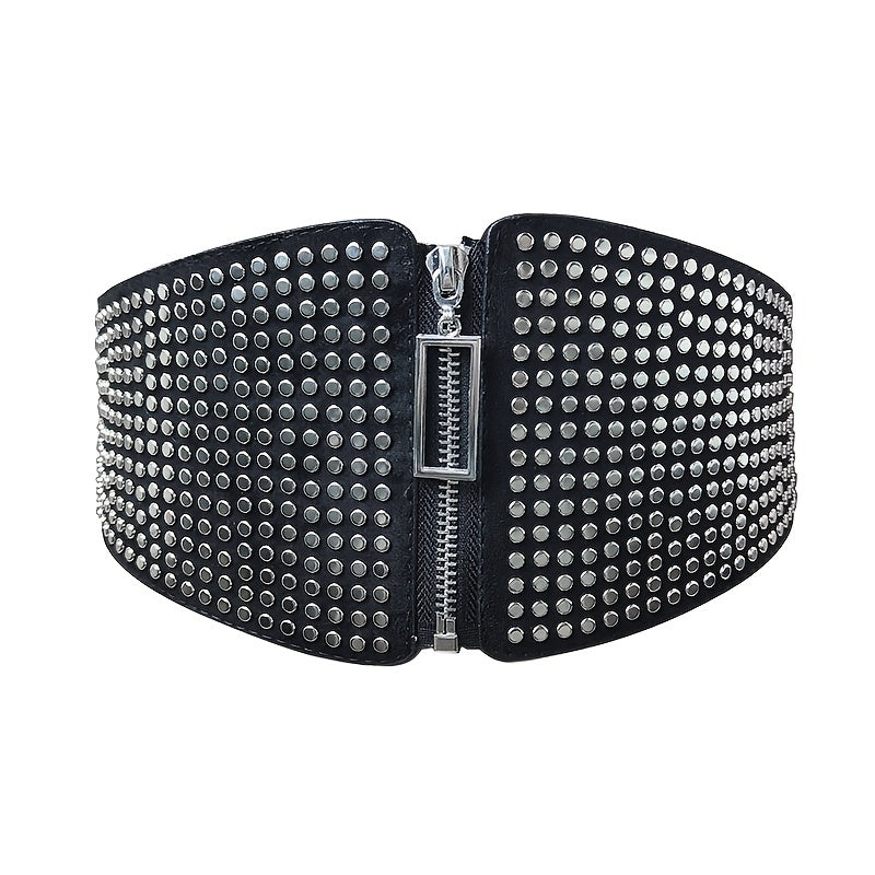 Wide Elastic Studded Belt Female Waist Gothic Plus Size Stretch Girdle Ladies Long Belts For Women Corset Waistband NovaCart