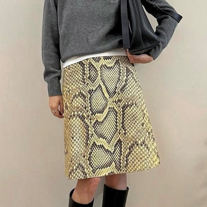 Female Creative Snake Patterned Straight Tube Skirt Grayceful LLC