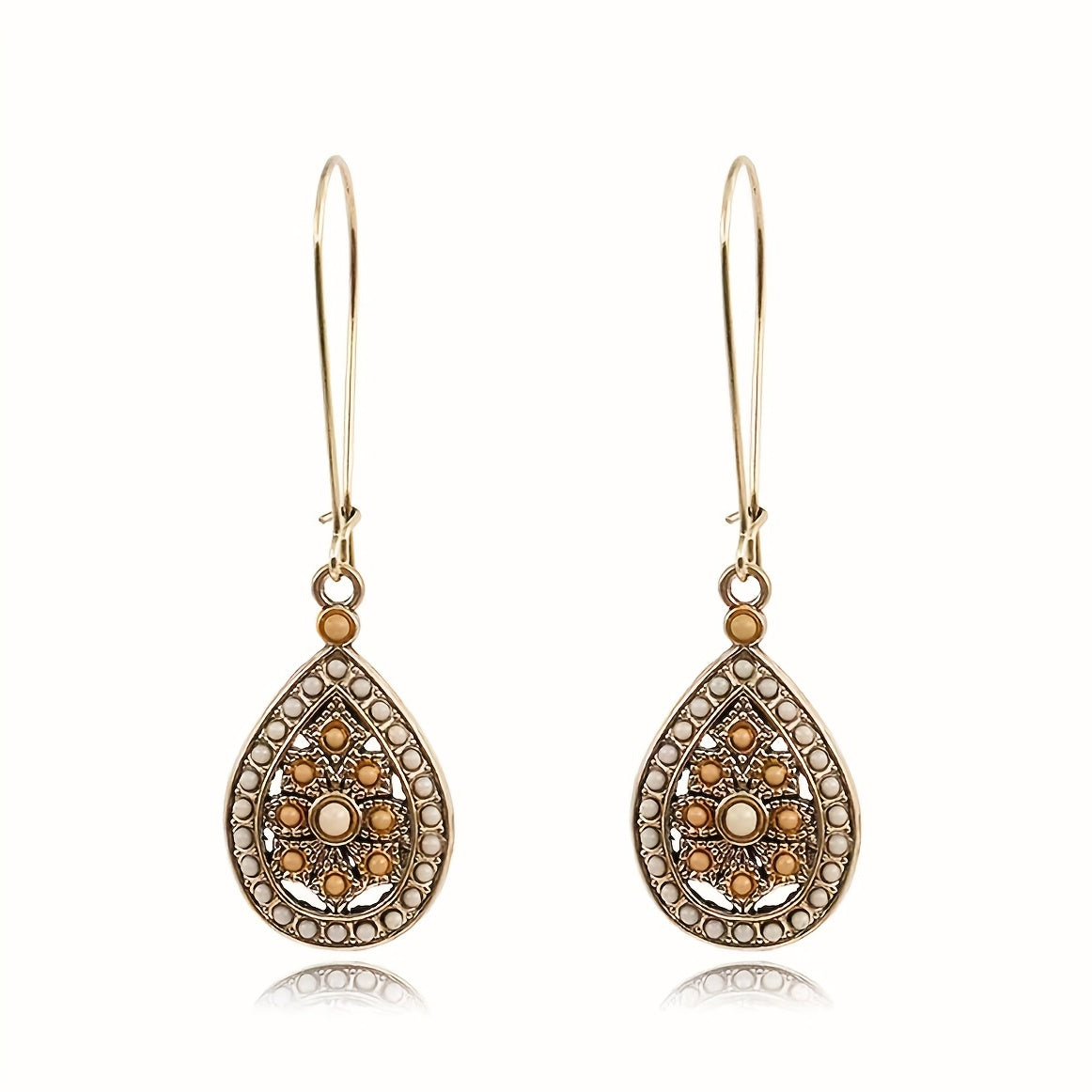 Boho Teardrop Earrings Alloy Ethnic Beads Flower Earrings Colorful Ear Jewelry NovaCart