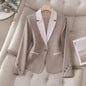 Women’s Contrasting Color Blazer – Elegant Button Formal Jacket FitiqueFit