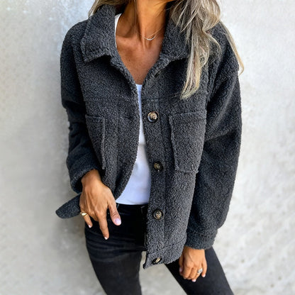Plus Size Women’s Solid Color Sherpa Jacket FitiqueFit