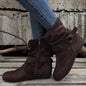 1.18inch Inner Height Increase Women's Short Boots with Flat Sole, Buckle Closure, Comfortable, Warm, and Lightweight, Women Shoes NovaCart