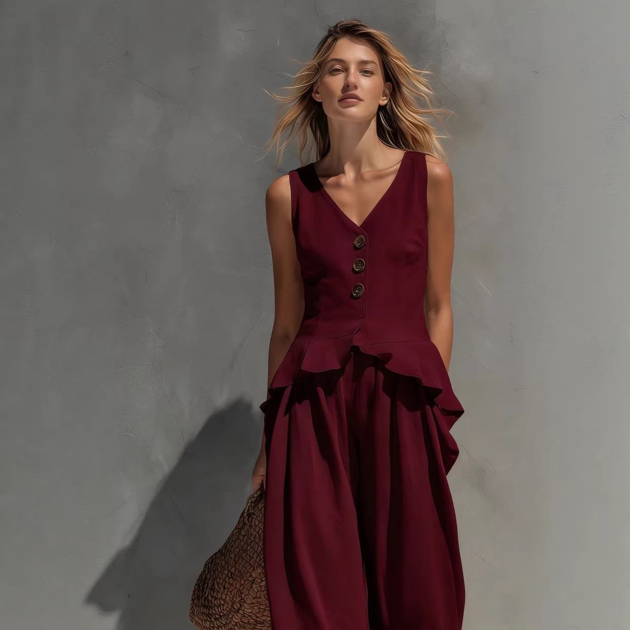 Women's Sleeveless Top & Wide-Leg Pants Two-Piece Set FitiqueFit
