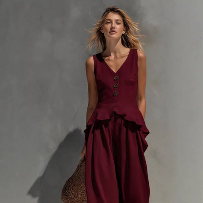Women's Sleeveless Top & Wide-Leg Pants Two-Piece Set FitiqueFit