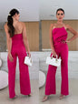 Candy-Colored Bodycon Halterneck Backless High-Waist Wide-Leg Jumpsuit FitiqueFit