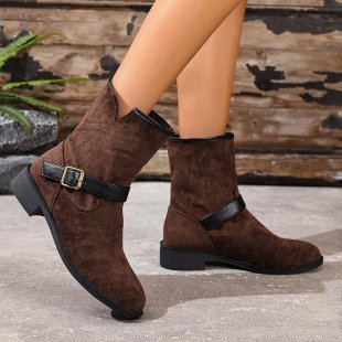Casual Metal Buckle Slip-On Women’s Martin Boots FitiqueFit