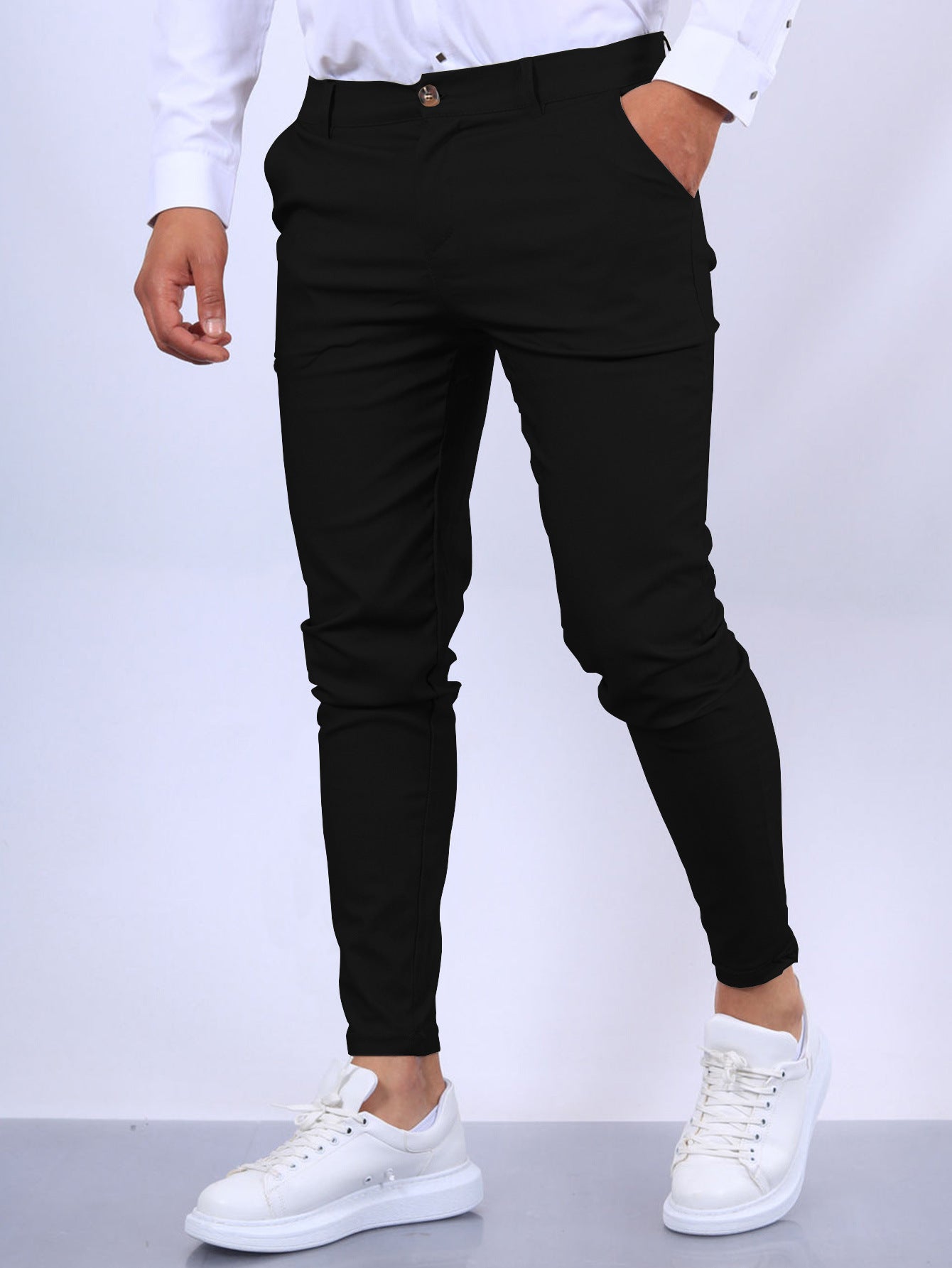 👔 Men's Slim Fit Button Trousers – Versatile Office & Casual Wear FitiqueFit
