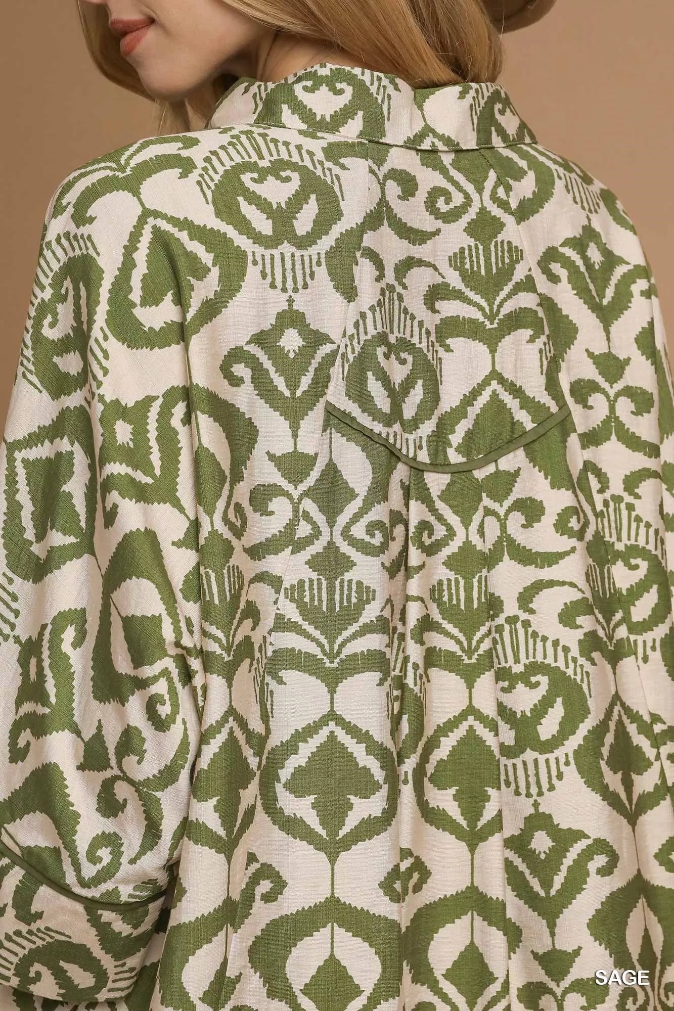 Umgee Abstract Print Button-Up Oversized Shirt FitiqueFit