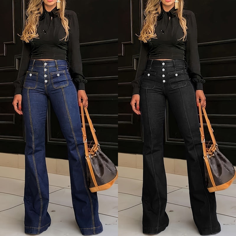 Women's Patchwork Jeans Slim Fit Slimming Stretch Flared Pants See size chart under “more details” The Fashion Celestial