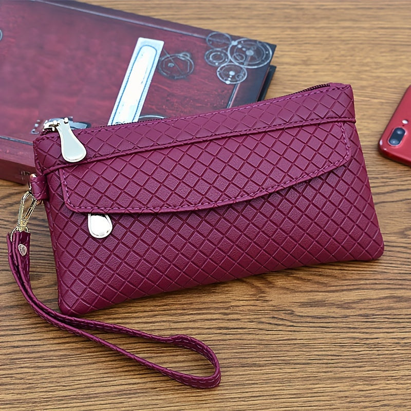 Women's Argyle Quilted Clutch Bag - Multi Zipper Wristlet Bag For Phone & Coin, Fashion Handbag - For Women - Suitable for Evening Parties & Casual Outings - Perfect Gift for Her NovaCart