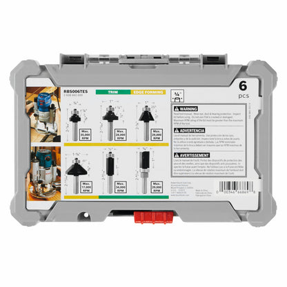 BOSCH RBS006TES 6 pc. Carbide-Tipped Trim and Edging Router Bit Set VM Hardware