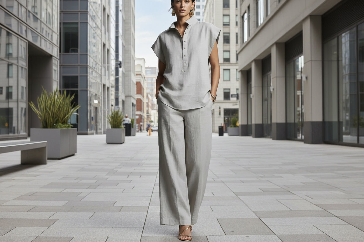 Women's Casual Sleeveless Top & Full-Length Pants Two-Piece Set FitiqueFit