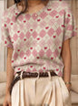 Women's Retro Short-Sleeve Jacquard Knit Top FitiqueFit