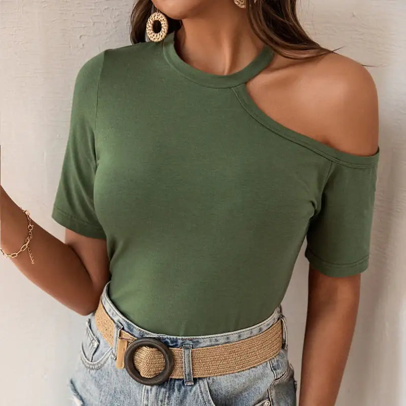 Leopard Print Off-the-Shoulder T-Shirt Sweater