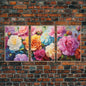 Beautiful Rose Art, Framed Canvas Print, Floral Art, Botanical  Decor, Blue and Yellow Roses, 3 Piece Art Set NuevArt