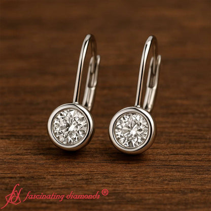Lever Back Bezel Set Round Diamond Earrings Fascinating Diamonds