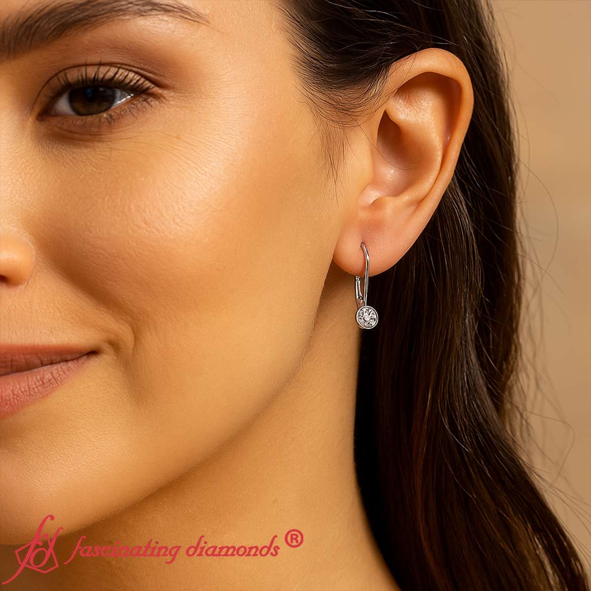 Lever Back Bezel Set Round Diamond Earrings Fascinating Diamonds