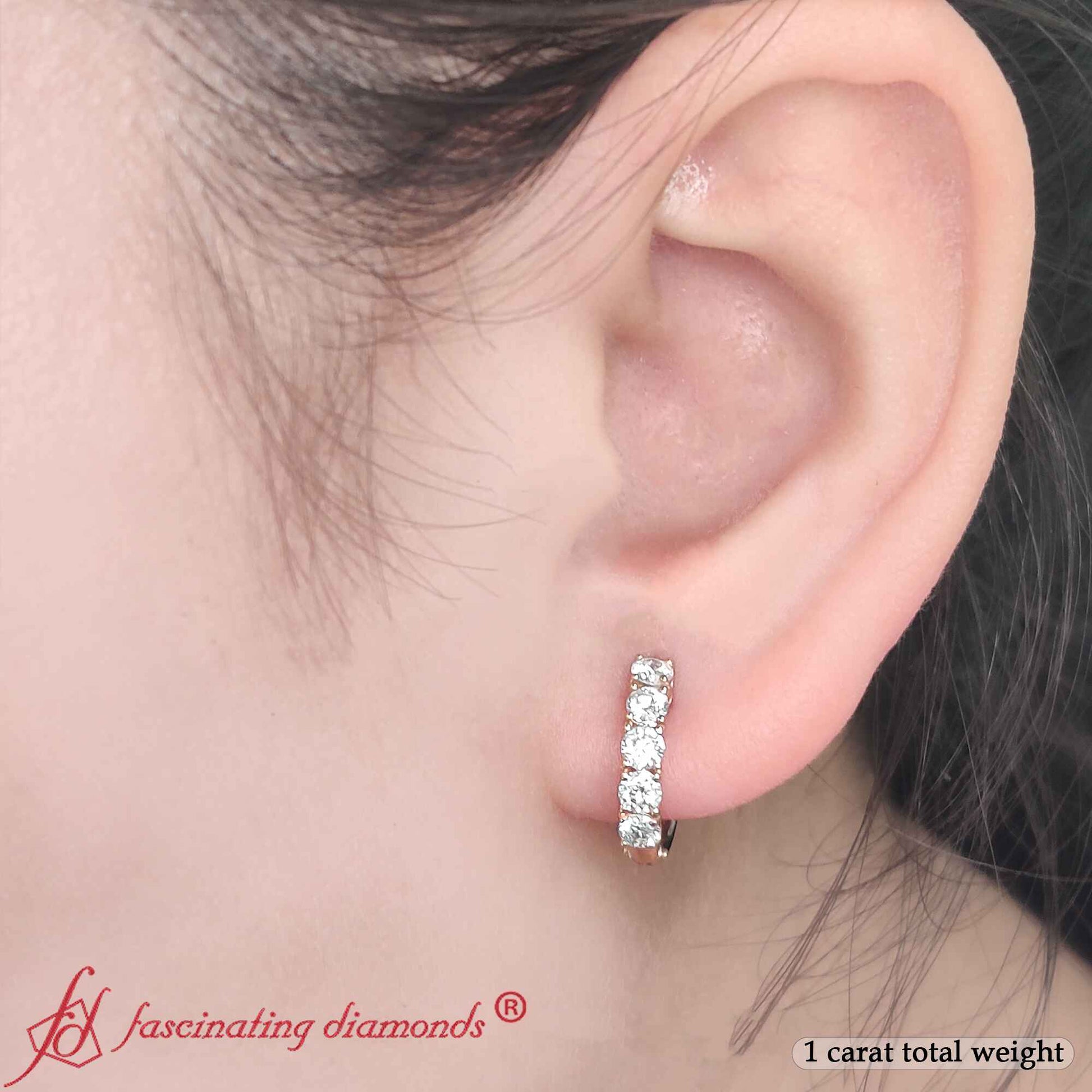 1 Carat Sparkle Five Stone Hoop Earrings Fascinating Diamonds